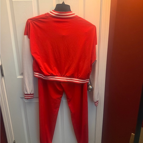 Vibrant Red and White Varsity Jumpsuit - Picture 4 of 5